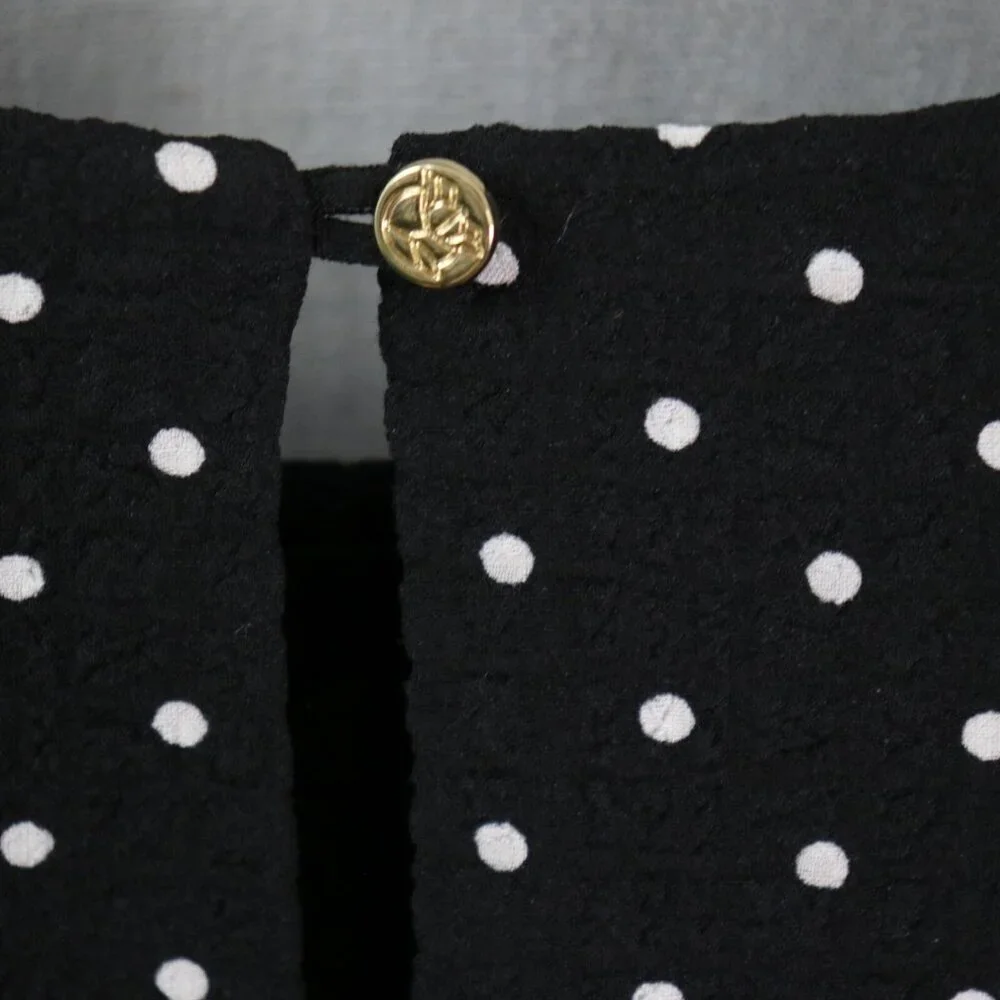 Draper James Polka Dot Ruffle Dress Women’s XXL Black White Long Sleeve Tiered - Picture 9 of 16